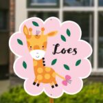 Geboortebord baby giraffe roze