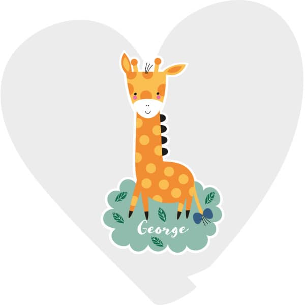 Giraffe met strikje in staart