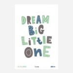 Geboorteposter canvas - Dream big - Mintgroen