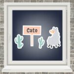 Geboortesticker - Lama met 2 cactussen - Roze