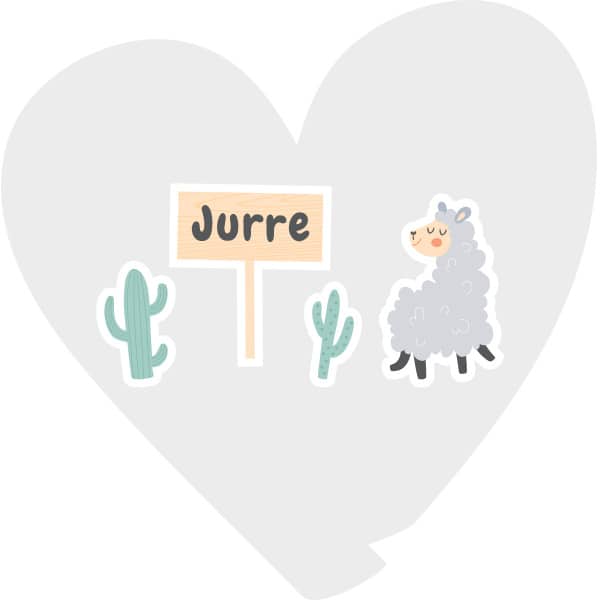 Raamsticker geboorte - Lama met 2 cactussen