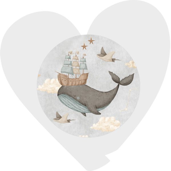 behangcirkel Walvis met bootje