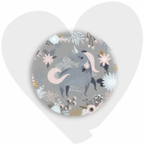 Muurcirkel Unicorn met bloemen